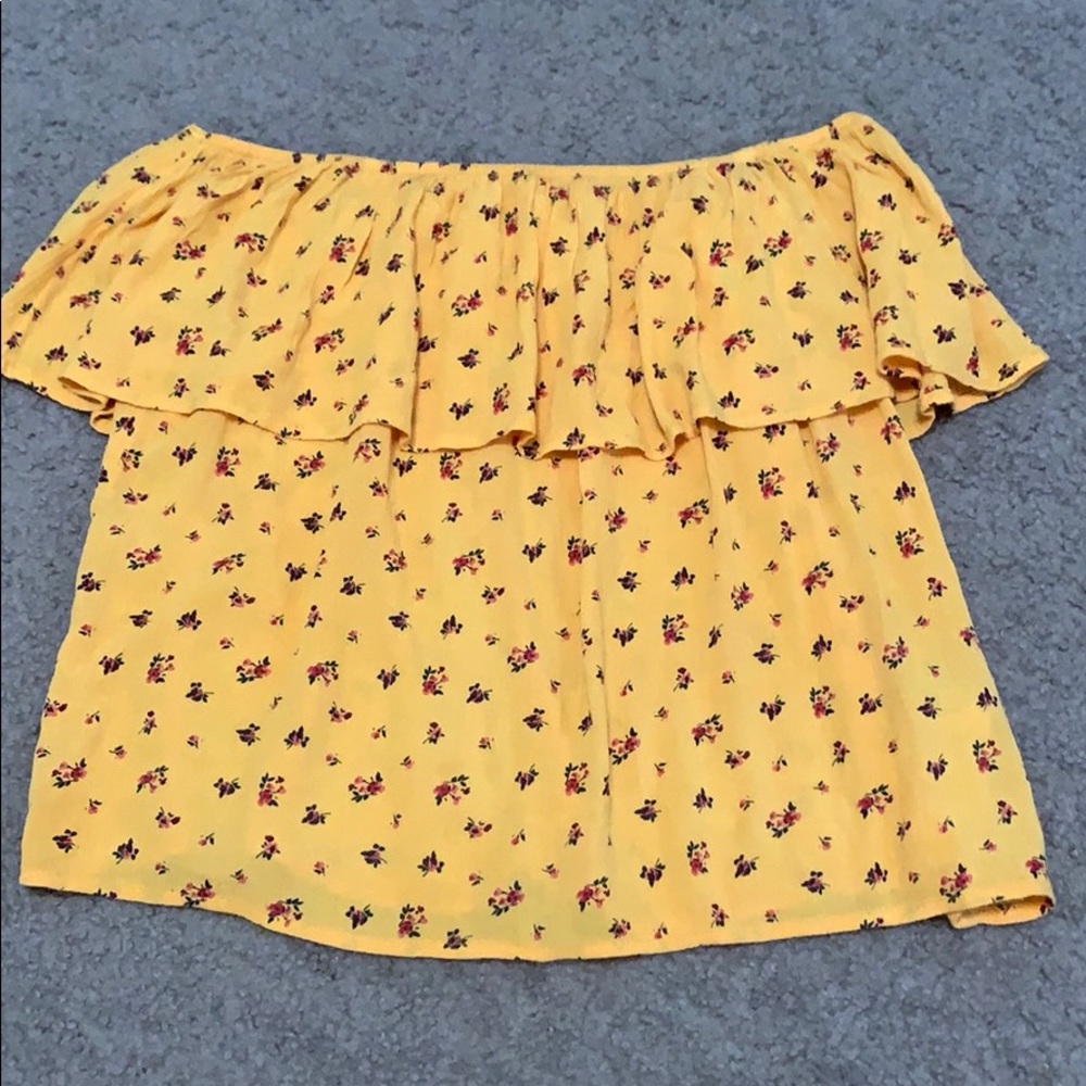 Off the shoulder yellow blouse